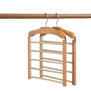 Multiple Pants Rack Hanger Trouser Hanger Movable Clip for Suit Scarf Towel Shawl Clothes Hanger for Home Wardrobe Closet Thickened Durable Wooden Windproof Rack