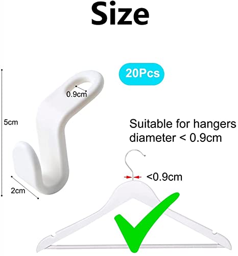 Clothes Hanger Connector Hooks Hangers Space Saving for Wardrobes White Pack of 20