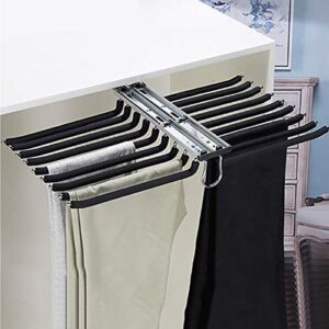 kddfn pull-out trousers rack drawer,pants hangers,multi functional pants rack,space saving,easy installation,non-slip,can store 18 pairs of pants (black)