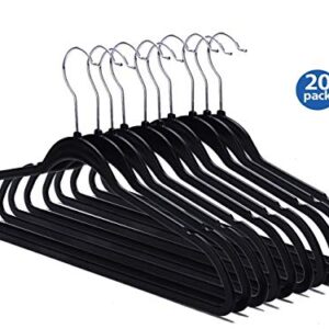 Only Hangers No Flock Space Saving Hangers, Black, Set of 20