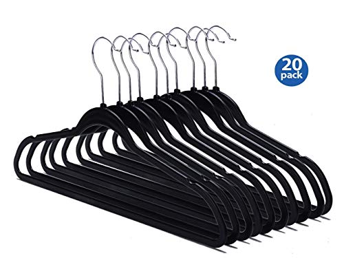 Only Hangers No Flock Space Saving Hangers, Black, Set of 20