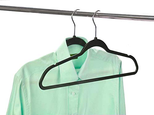 Only Hangers No Flock Space Saving Hangers, Black, Set of 20