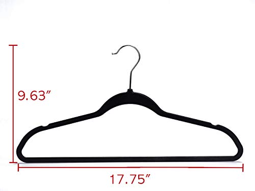 Only Hangers No Flock Space Saving Hangers, Black, Set of 20