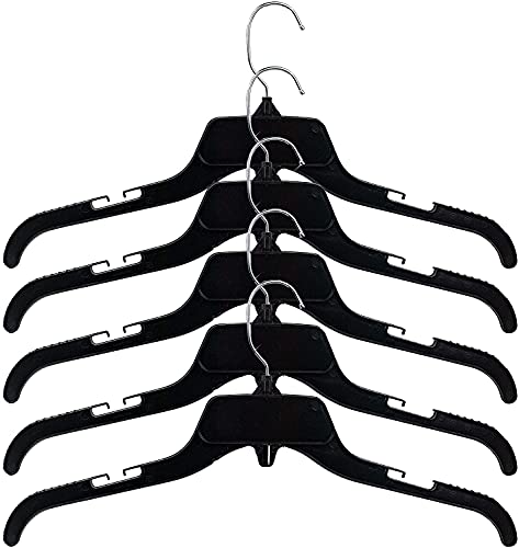 Hangon Recycled Plastic with Notches Shirt Hangers, 17 Inch, Black, 200 Pack (HORB-200)