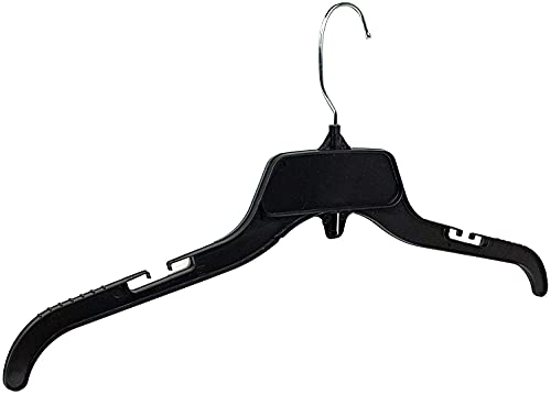 Hangon Recycled Plastic with Notches Shirt Hangers, 17 Inch, Black, 200 Pack (HORB-200)
