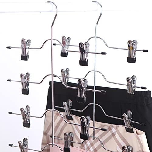 Pants Rack Hanger | 4 Tier Hangers with Clips,Slacks Jeans Trouser Hanger for Organizing Towels, Skirts, and Pants for Bedroom and Closet Xuyuan