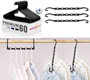 house day space saving hangers10 pack and black plastic hangers 60pack, save more than 80% of your closet space