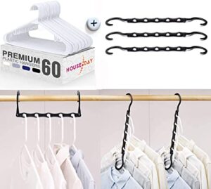 house day space saving hangers10 pack and plastic hangers 60pack, save more than 80% of your closet space