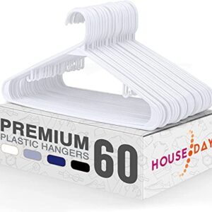 HOUSE DAY Space Saving Hangers10 Pack and Plastic Hangers 60pack, Save More Than 80% of Your Closet Space