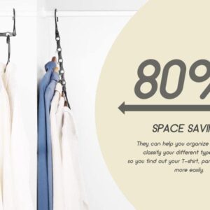 HOUSE DAY Space Saving Hangers10 Pack and Plastic Hangers 60pack, Save More Than 80% of Your Closet Space