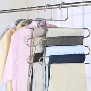 MXIAOXIA 5 Layers Stainless Steel Clothes Hangers SShape Pants Storage Hangers Clothes Storage Rack Multilayer Storage Cloth Hange