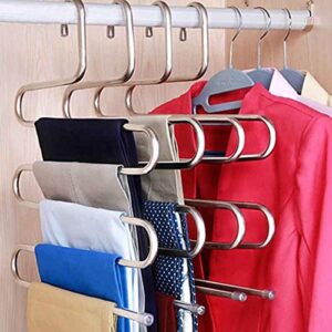 MXIAOXIA 5 Layers Stainless Steel Clothes Hangers SShape Pants Storage Hangers Clothes Storage Rack Multilayer Storage Cloth Hange