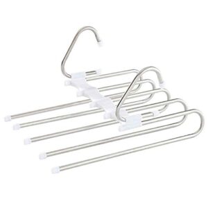 mxiaoxia 5-in-1 pants hanger multifunctional portable stainless steel hanger for clothes trousers coat storage organization space saving