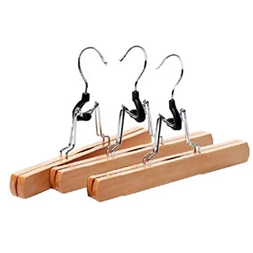 MXIAOXIA 3 Pcs Natural Solid Wood Pants Hangers Skirt Hangers Clips Slack HangerEasy to Use