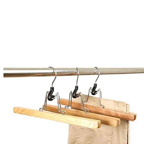 MXIAOXIA 3 Pcs Natural Solid Wood Pants Hangers Skirt Hangers Clips Slack HangerEasy to Use