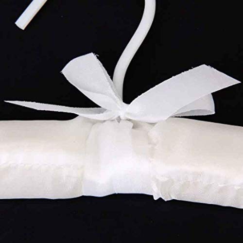 MXIAOXIA 5 X White Satin Padded Clothes Hook HangerBeautiful and Easy to Use Tie Clip for Home Closet Storage