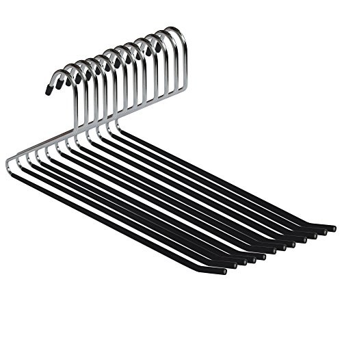 NAHANCO 2-16HU 16" Metal Pant Hanger with Black Non Slip Bar (Pack of 12)