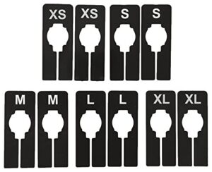 nahanco qsdbwkit1, black rectangular clothing size dividers with white print for xs-xl, kit of 10 (5 sizes of 2 each)