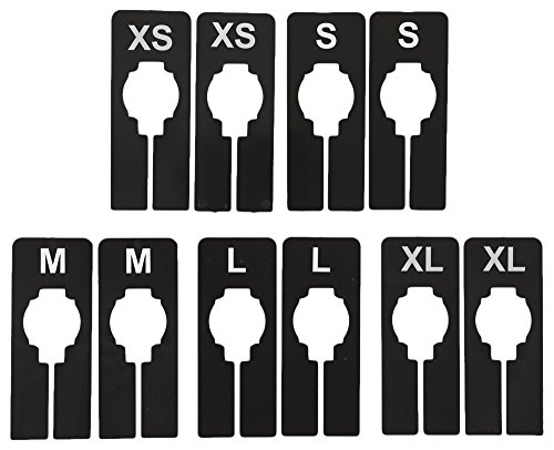 NAHANCO QSDBWKIT1, Black Rectangular Clothing Size Dividers with White Print for XS-XL, Kit of 10 (5 Sizes of 2 Each)