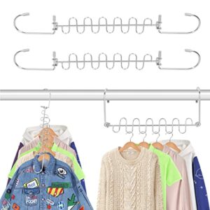 fyy magic hangers space saving closet organizer clothes storage hangers 2 pack multifunctional 360°rotation stainless steel clothes hanger for wardrobe heavy clothes, shirts, pants, dresses, coats