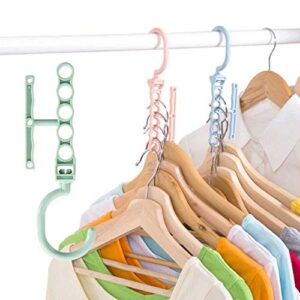 shlutesoy plastic 5 circle anti-slip windproof coat clothes hanger buckle rack organizer green