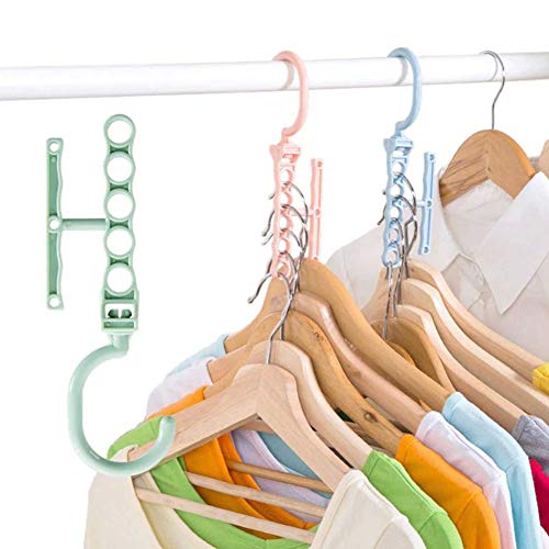 shlutesoy Plastic 5 Circle Anti-Slip Windproof Coat Clothes Hanger Buckle Rack Organizer Green