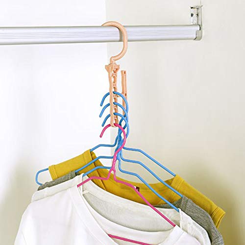 shlutesoy Plastic 5 Circle Anti-Slip Windproof Coat Clothes Hanger Buckle Rack Organizer Green