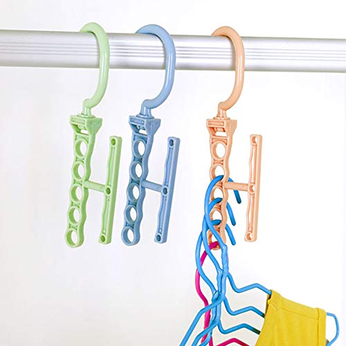 shlutesoy Plastic 5 Circle Anti-Slip Windproof Coat Clothes Hanger Buckle Rack Organizer Green