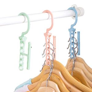 shlutesoy Plastic 5 Circle Anti-Slip Windproof Coat Clothes Hanger Buckle Rack Organizer Green