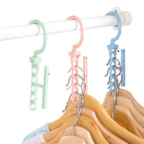 shlutesoy Plastic 5 Circle Anti-Slip Windproof Coat Clothes Hanger Buckle Rack Organizer Green