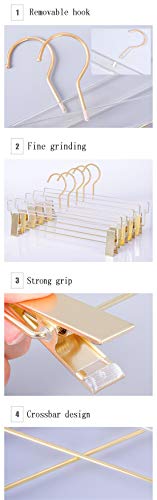 Acrylic Pants Hangers for Clothes with Gold Hook Suit Hangers Non Slip Velvet with Clips Heavy Duty Gold Hanger 5 Pack and 10 Pack