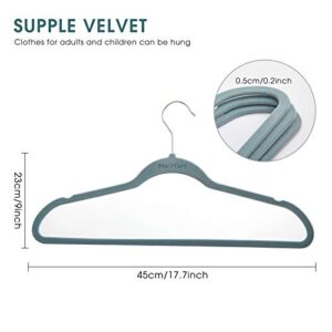 MEIMART Velvet Hangers, Suit Coat Hangers, Non-Slip Clothes Hangers 360 Degree Swivel Durable Clothes Hanger Hook-Pack of 50 (Grey)