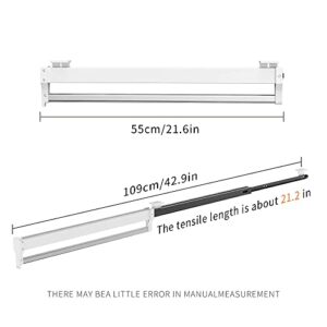 550mm/21.6'' Pull-Out Closet Valet Rod Adjustable Wardrobe Clothing Rail Top Mount Wardrobe Hanger Rack Bar Ball Bearing Slide Heavy Duty