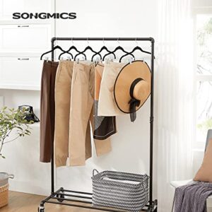 SONGMICS 50-Pack Hangers and 30 Pants Hangers Bundle, Non-Slip Hangers for Closet Organization, Adjustable Clips, for Shirts, Skirts, Pants, 360° Swivel Hook, Gray and Black UCRP20G50 and UCRF12B30