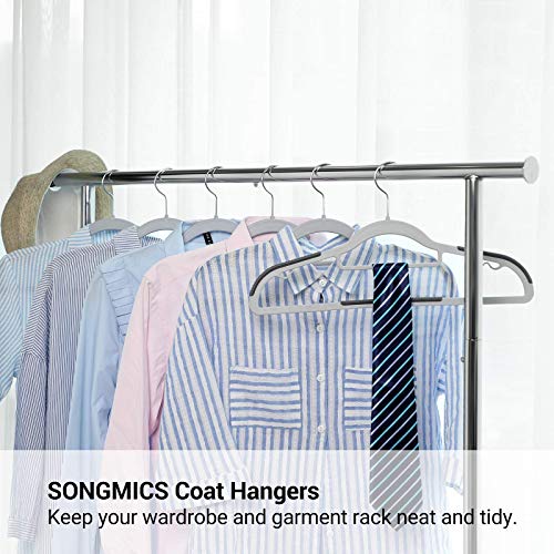 SONGMICS 50-Pack Hangers and 30 Pants Hangers Bundle, Non-Slip Hangers for Closet Organization, Adjustable Clips, for Shirts, Skirts, Pants, 360° Swivel Hook, Gray and Black UCRP20G50 and UCRF12B30