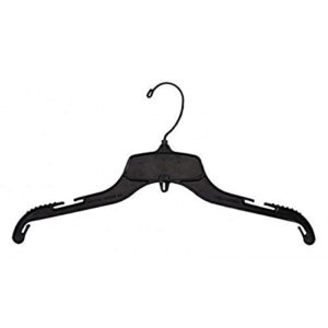 nahanco 24400bh floor ready plastic shirt/dress hanger with black swivel hook, coordinate loop and molded non-slip shoulders, 15", black (pack of 100)
