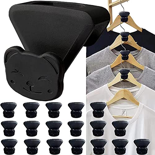 Multi-Function Clothes Hanger Connecting Hook Hanging Clothes New Connector Hook Super Space Saving Advanced Clothes Hanger Hook Triple Wardrobe Space, Easy to use, Black (12PCS)