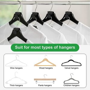 Multi-Function Clothes Hanger Connecting Hook Hanging Clothes New Connector Hook Super Space Saving Advanced Clothes Hanger Hook Triple Wardrobe Space, Easy to use, Black (12PCS)