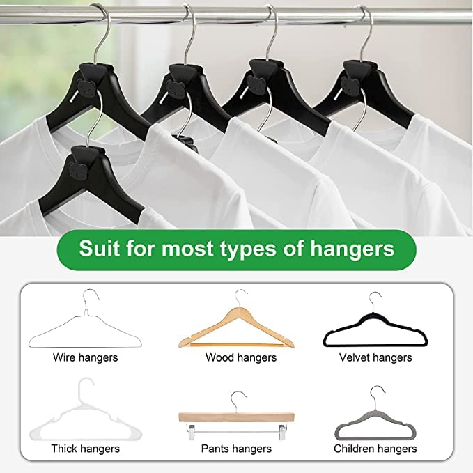 Multi-Function Clothes Hanger Connecting Hook Hanging Clothes New Connector Hook Super Space Saving Advanced Clothes Hanger Hook Triple Wardrobe Space, Easy to use, Black (12PCS)