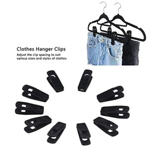 DJDK Hanger Clips,10PCS Flocking Hanger Clips Non-Slip Velvet A Clip for Pants Skirt Business Suit Socks(Black)