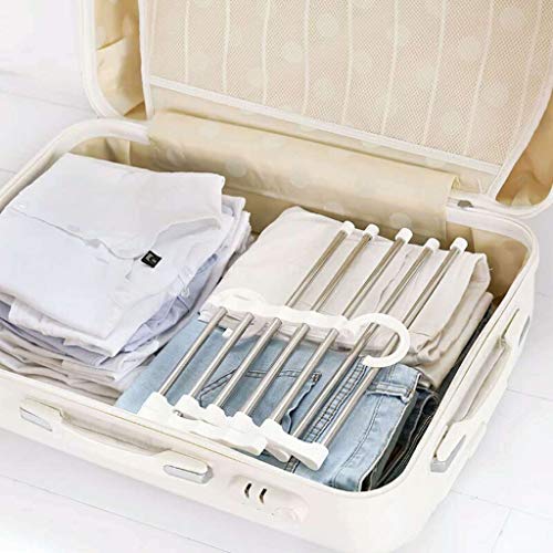 Flurries Folding Pants Hangers, Stainless Steel S-Shape Trousers Clothes Organizer Closet Space Saving for Pants Jeans Scarf Silver Slack (White)