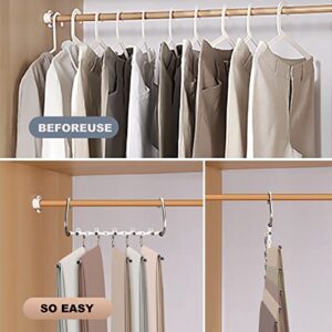 2 Pack Multifunctional Pants Rack, 5 Layers Space Saving Pants Hangers Stainless Steel Clothes Jeans Hangers Clothes Hangers for Pants Jeans Trousers Skirts Scarf