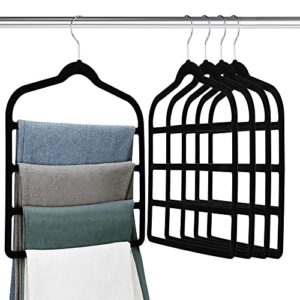 5 pack multifunctional pants rack closet organizer, can put pants scarf tie, 4 layer magic pants rack slack pants rack save space non-slip