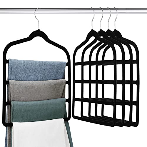 5 Pack Multifunctional Pants Rack Closet Organizer, can Put Pants Scarf tie, 4 Layer Magic Pants Rack Slack Pants Rack Save Space Non-Slip