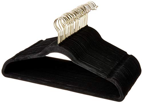 Inspired Living by Mesa Inspired Living Non-Slip Heavy Duty (35 Pack) Better Quality Holds Up to 22 Lbs-Each is 2.8 Oz / .20" Thick in Black/Gold HANGERS -VELVET- (80 Gm), (