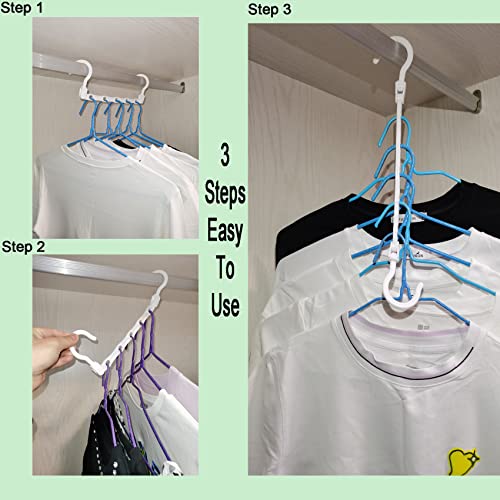 Space Saving Hangers - Sturdy Plastic Magic Hangers 5 Holes Hanging Closet Organizers for Clothes Shirt Dress Small Space Organization and Storage Apartment College Dorm Room Essential（8pcs）