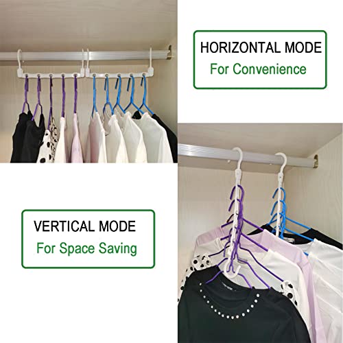 Space Saving Hangers - Sturdy Plastic Magic Hangers 5 Holes Hanging Closet Organizers for Clothes Shirt Dress Small Space Organization and Storage Apartment College Dorm Room Essential（8pcs）