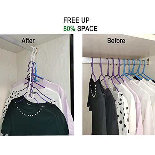 Space Saving Hangers - Sturdy Plastic Magic Hangers 5 Holes Hanging Closet Organizers for Clothes Shirt Dress Small Space Organization and Storage Apartment College Dorm Room Essential（8pcs）