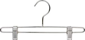 kids chrome metal bottom hanger with clips in 12" length x 3/16" thick, box of 25
