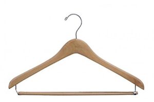 nahanco 7117ch concave wood suit hanger, natural finish and chrome hardware, 17" (pack of 100)